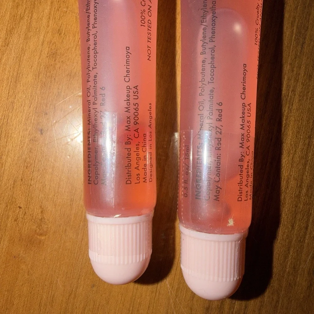 NEW Max Cherimoya Lip Gloss Ultra Shine‎ Pink Jelly Strawberry Sealed Lot Of 2